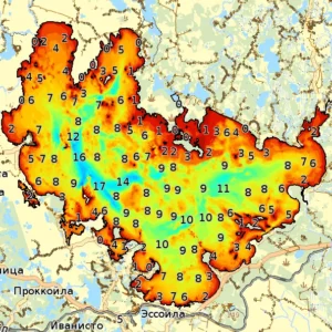 Карта глубин озера Сямозеро